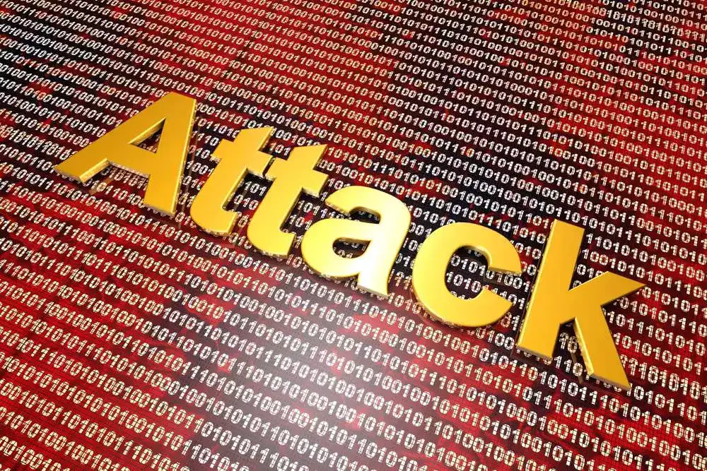 Digital attack on binary code in a cyberwar or hacking attack.