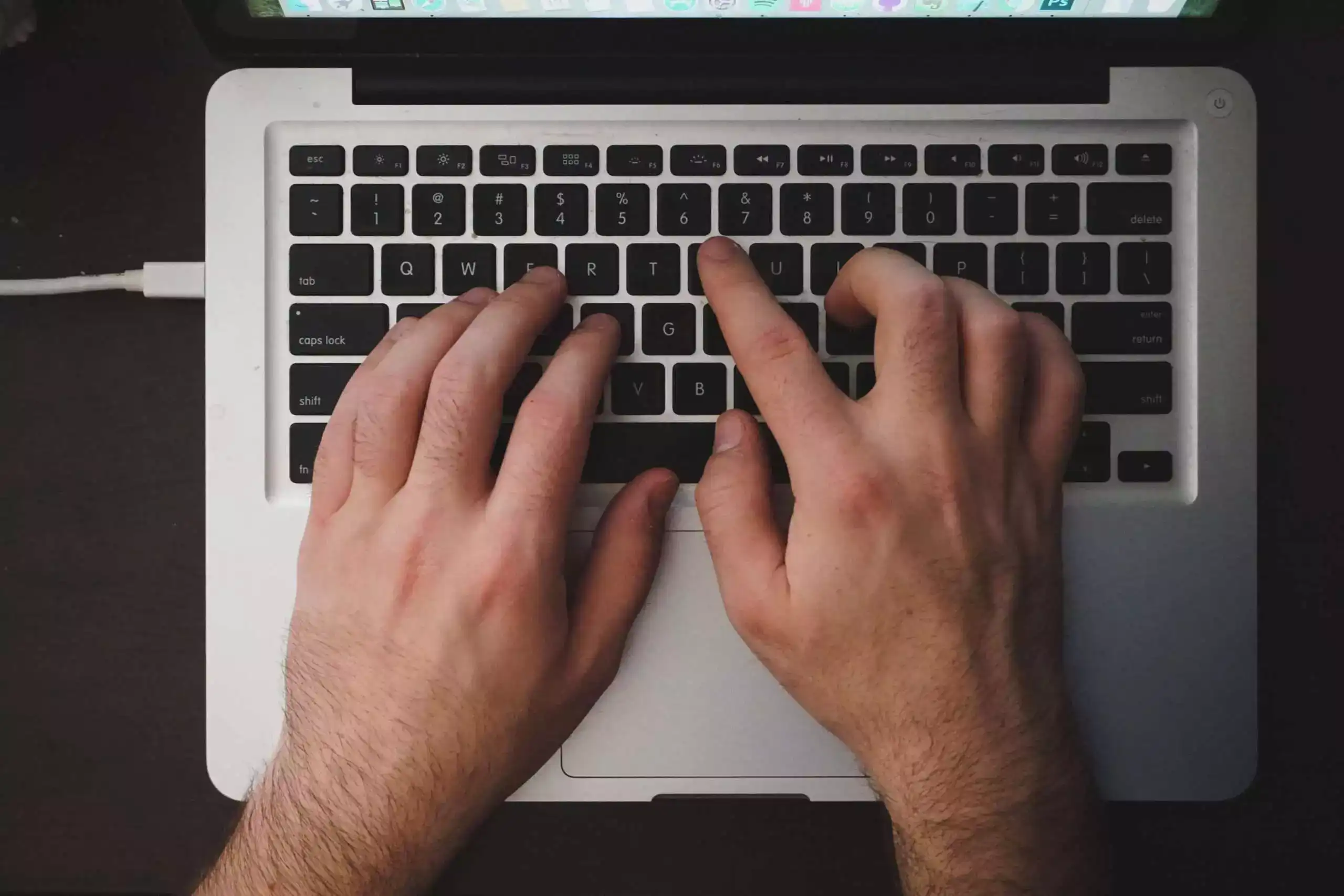 person typing